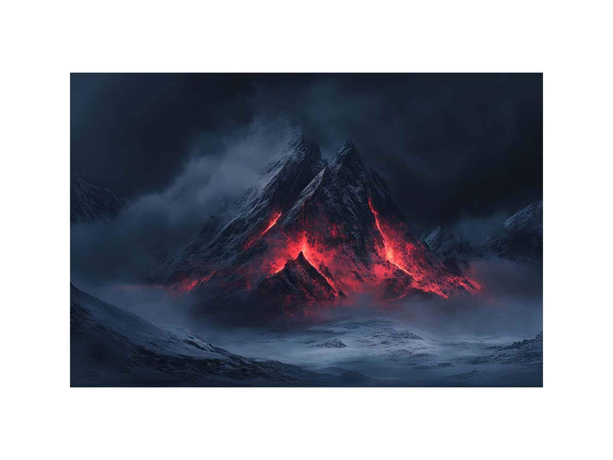 volcanic mountain premium canvas wall art for modern living room decor