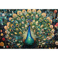 peacock mosaic premium canvas wall art for modern living room decor