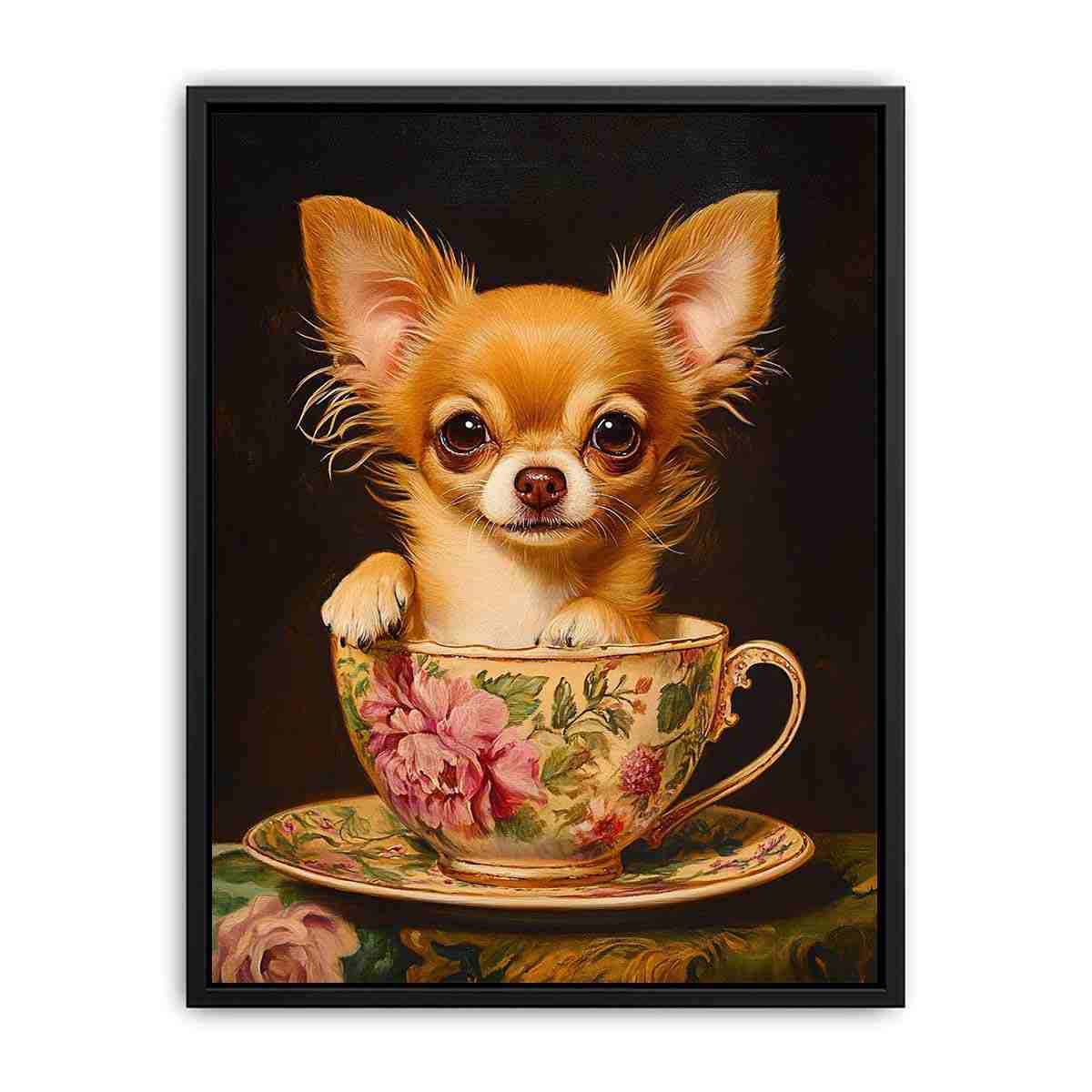 chihuahua teacup premium canvas wall art for modern living room decor