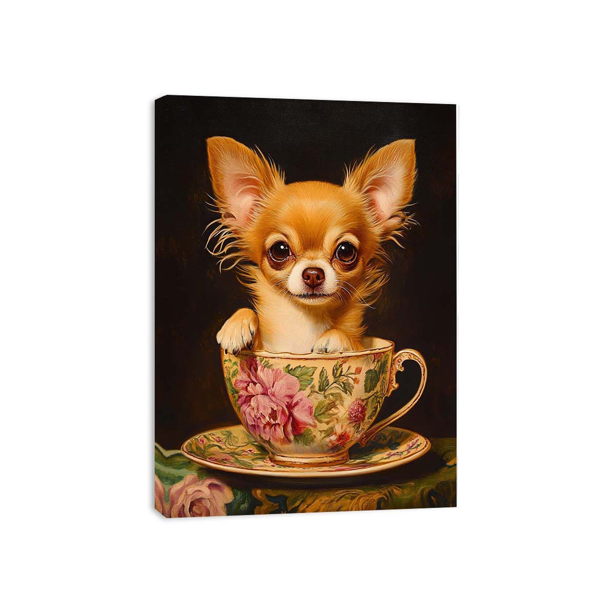 chihuahua teacup premium canvas wall art for modern living room decor