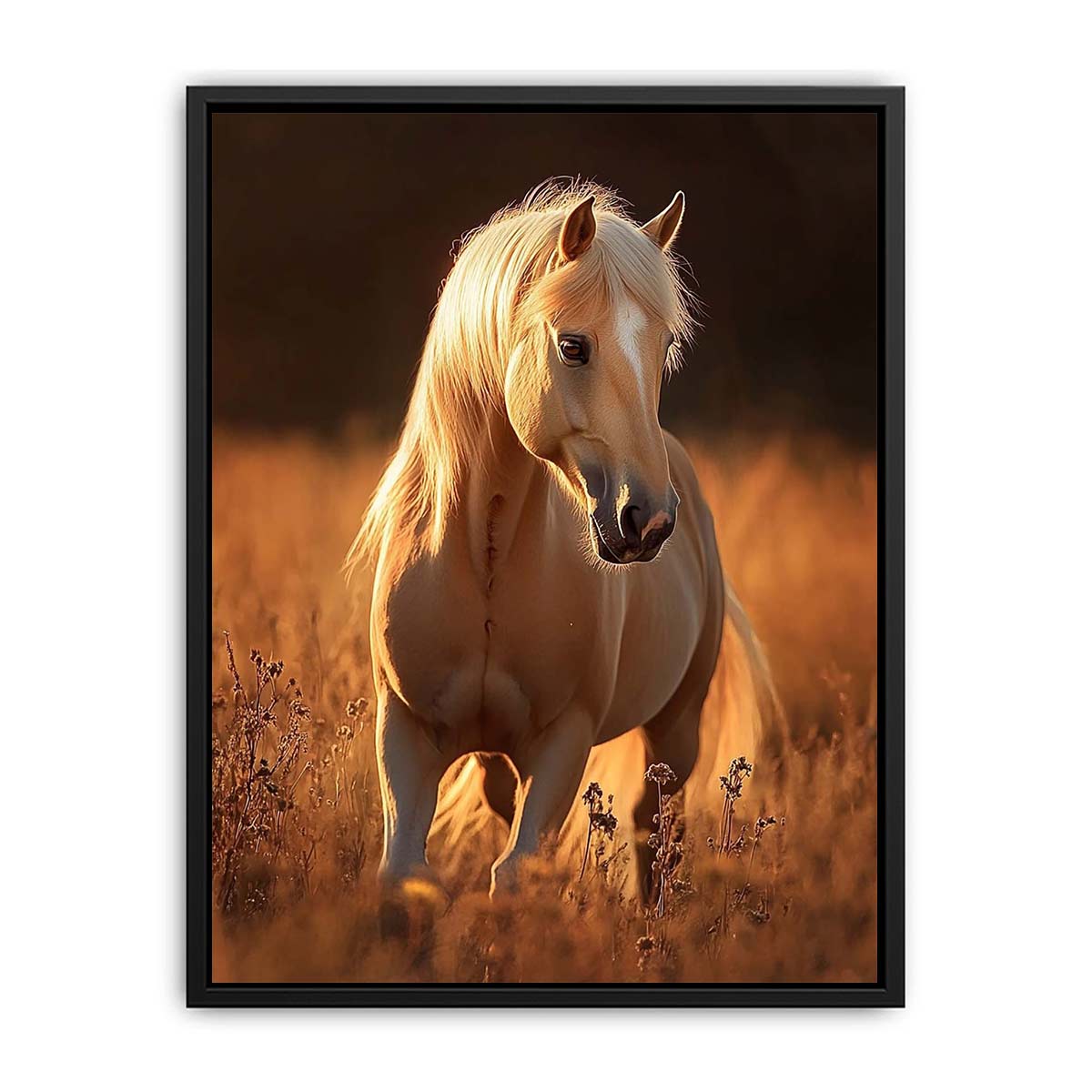 white horse premium canvas wall art for modern living room decor