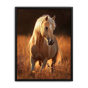 white horse premium canvas wall art for modern living room decor