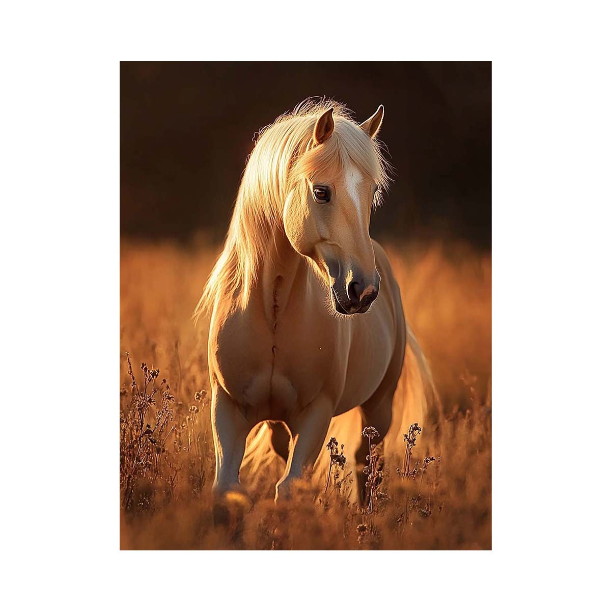 white horse premium canvas wall art for modern living room decor