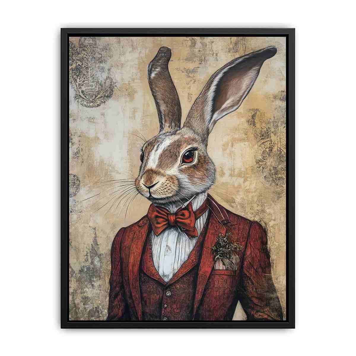 rabbit portrait premium canvas wall art for modern living room decor