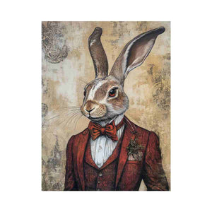 rabbit portrait premium canvas wall art for modern living room decor