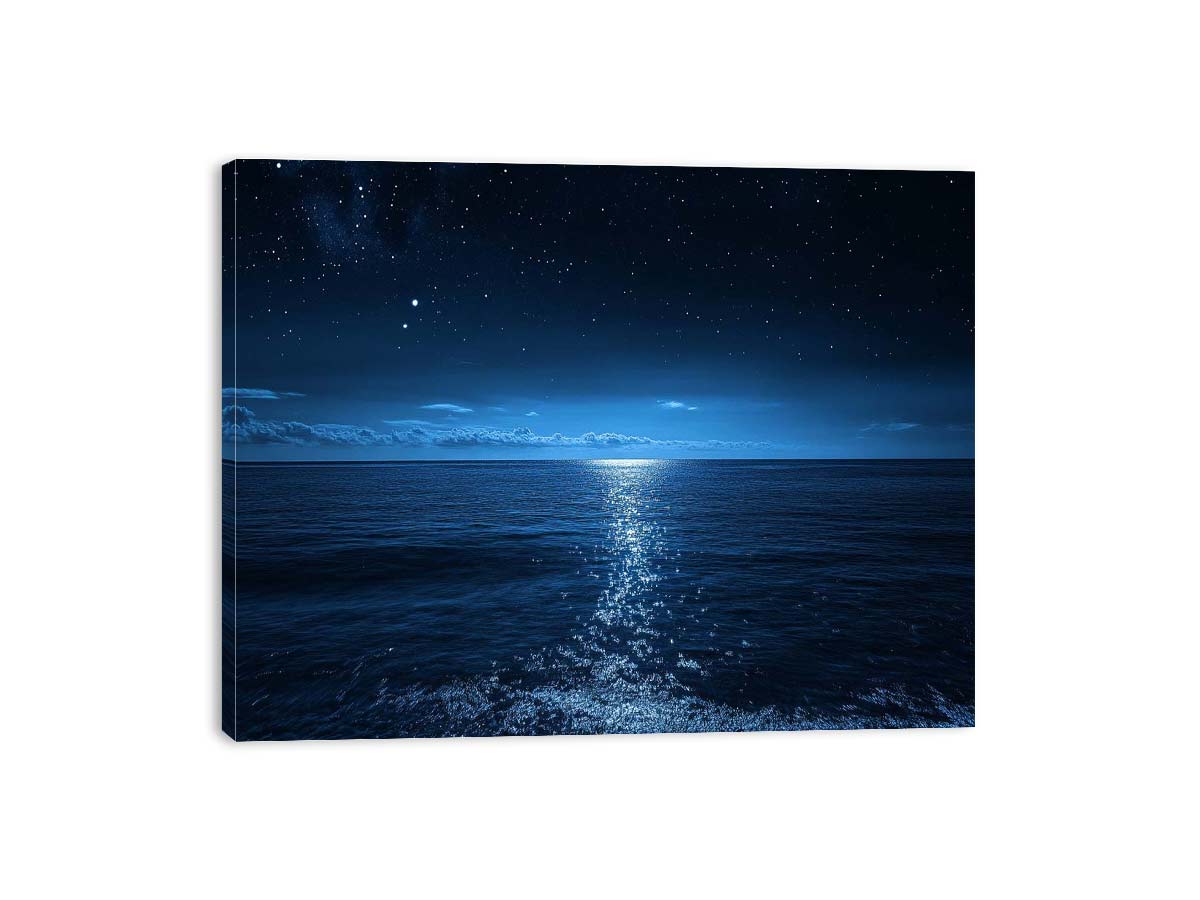 moonlit ocean seascape artwork for modern living room decor