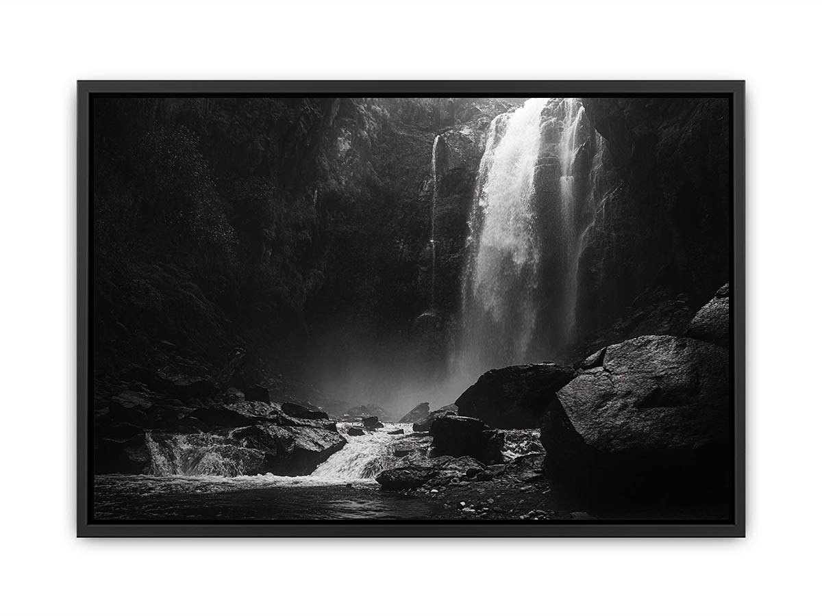 black white waterfall artwork for modern living room decor