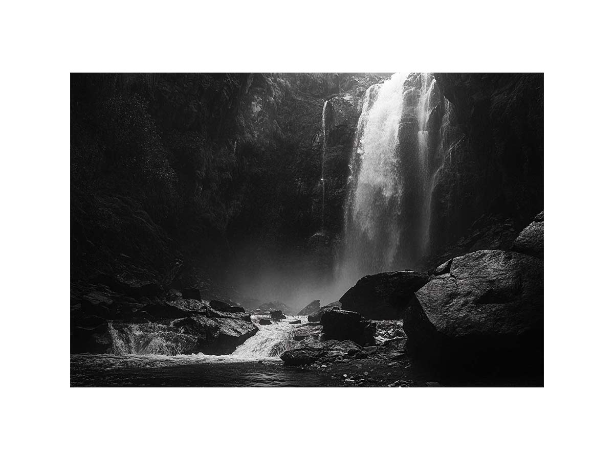 black white waterfall artwork for modern living room decor