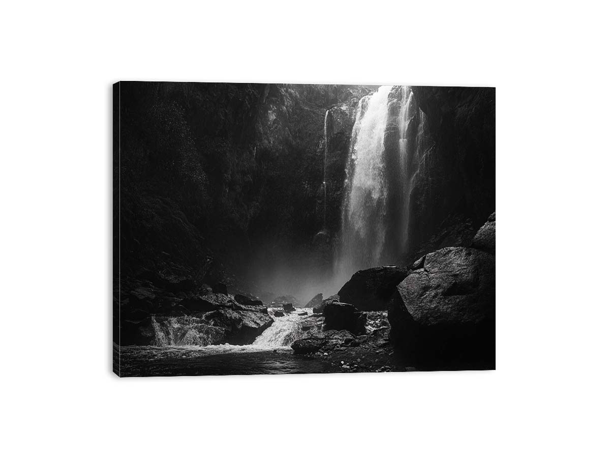 black white waterfall artwork for modern living room decor