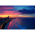 coastal skyline sunset artwork for modern living room decor