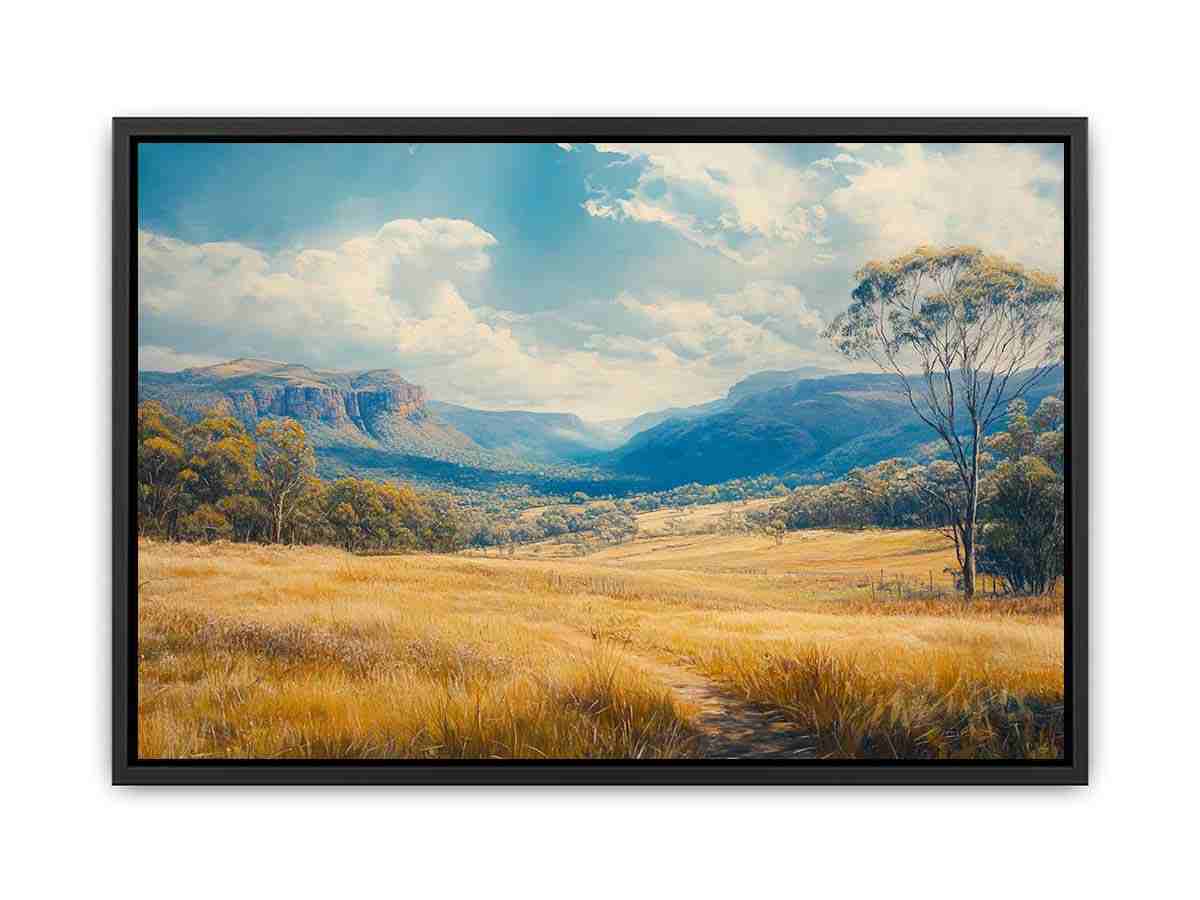 mountain valley landscape artwork for modern living room decor