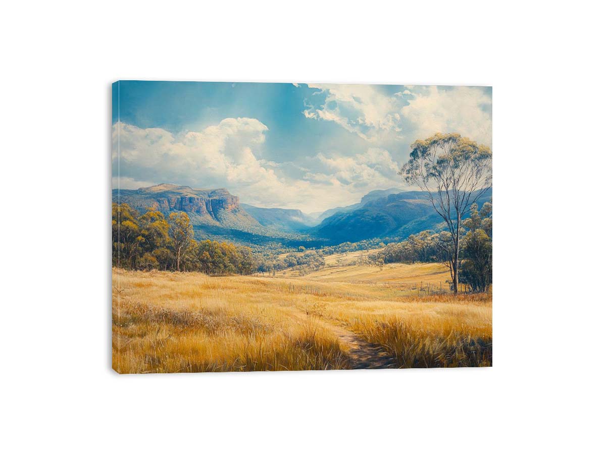 mountain valley landscape artwork for modern living room decor