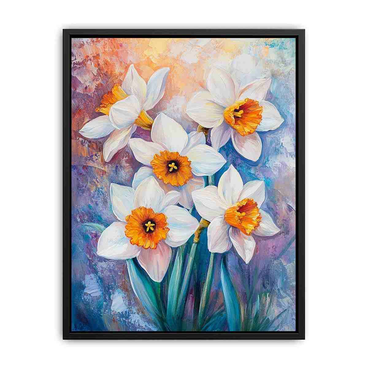 daffodil floral painting artwork for modern living room decor
