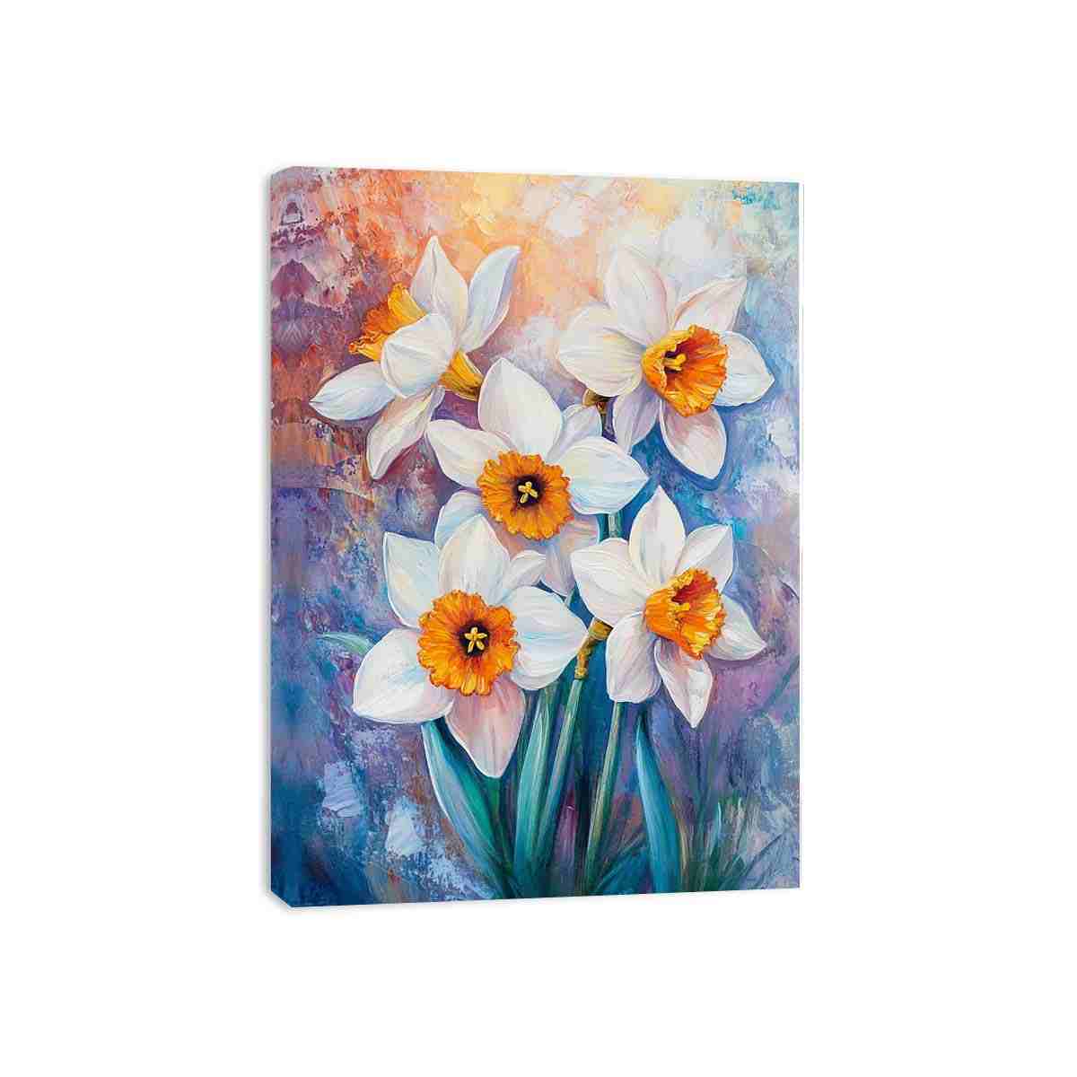 daffodil floral painting artwork for modern living room decor