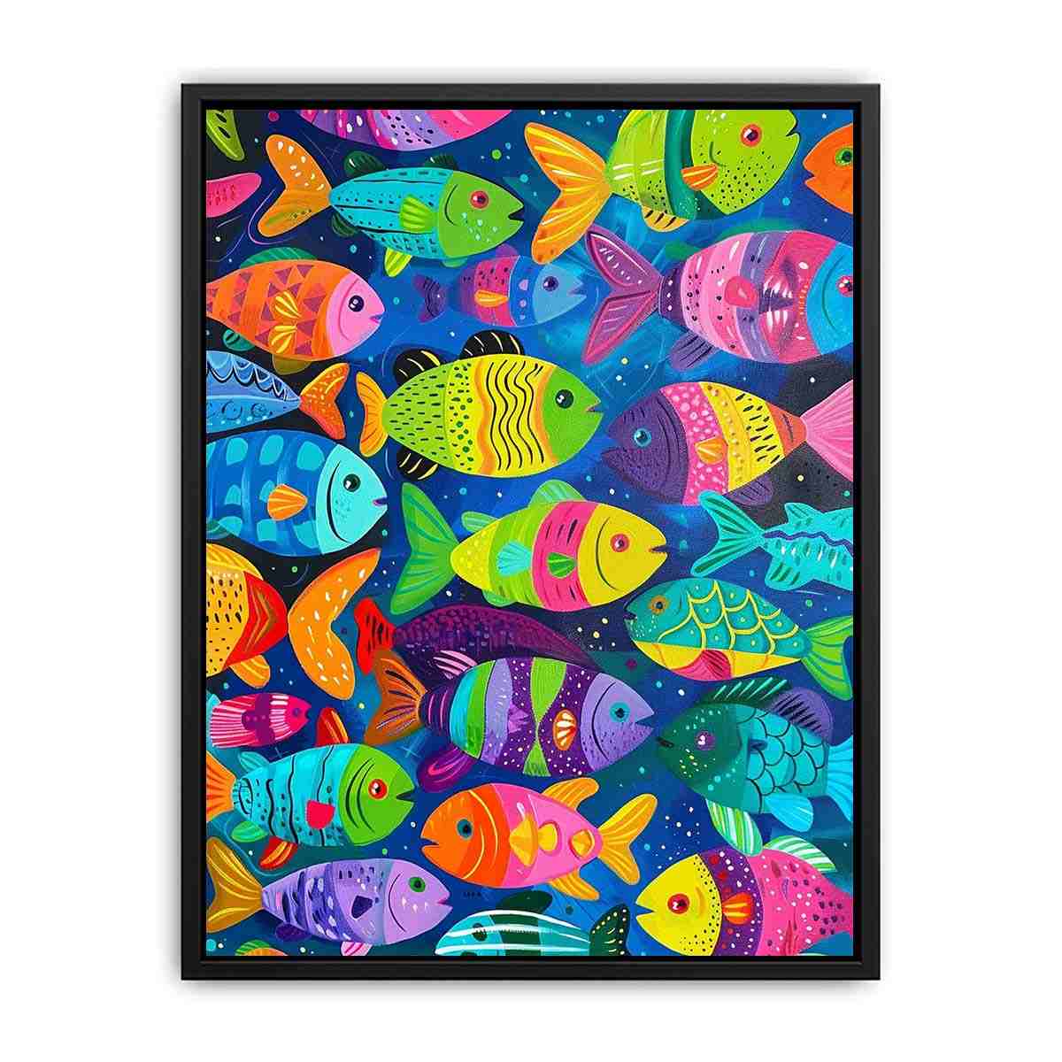 Colorful tropical fish artwork for playful coastal home decor