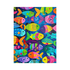 Colorful tropical fish artwork for playful coastal home decor