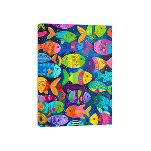 Colorful tropical fish artwork for playful coastal home decor