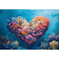 Heart shaped coral reef artwork for coastal bedroom decor