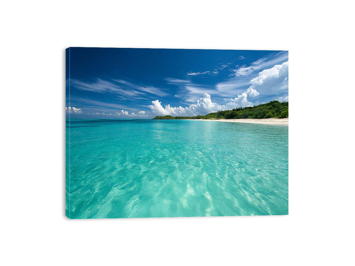 Turquoise beach canvas art for coastal living room decor