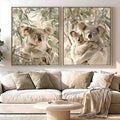 Soft koala eucalyptus diptych canvas art for nursery or modern living room decor.