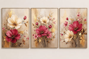 3 Panel Floral Art Painting