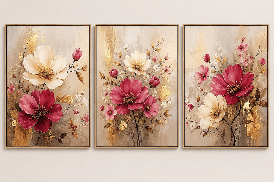 3 Panel Floral Art Painting