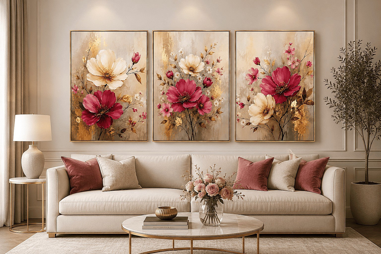 3 Panel Floral Art Painting
