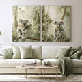 Koala eucalyptus diptych canvas art for peaceful nursery or living room decor.
