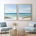 Soft beach dune canvas art for calm coastal bedroom or living room decor.
