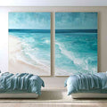 Turquoise beach wave canvas art for fresh modern coastal wall decor.