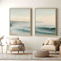Seafoam wave diptych canvas for living room