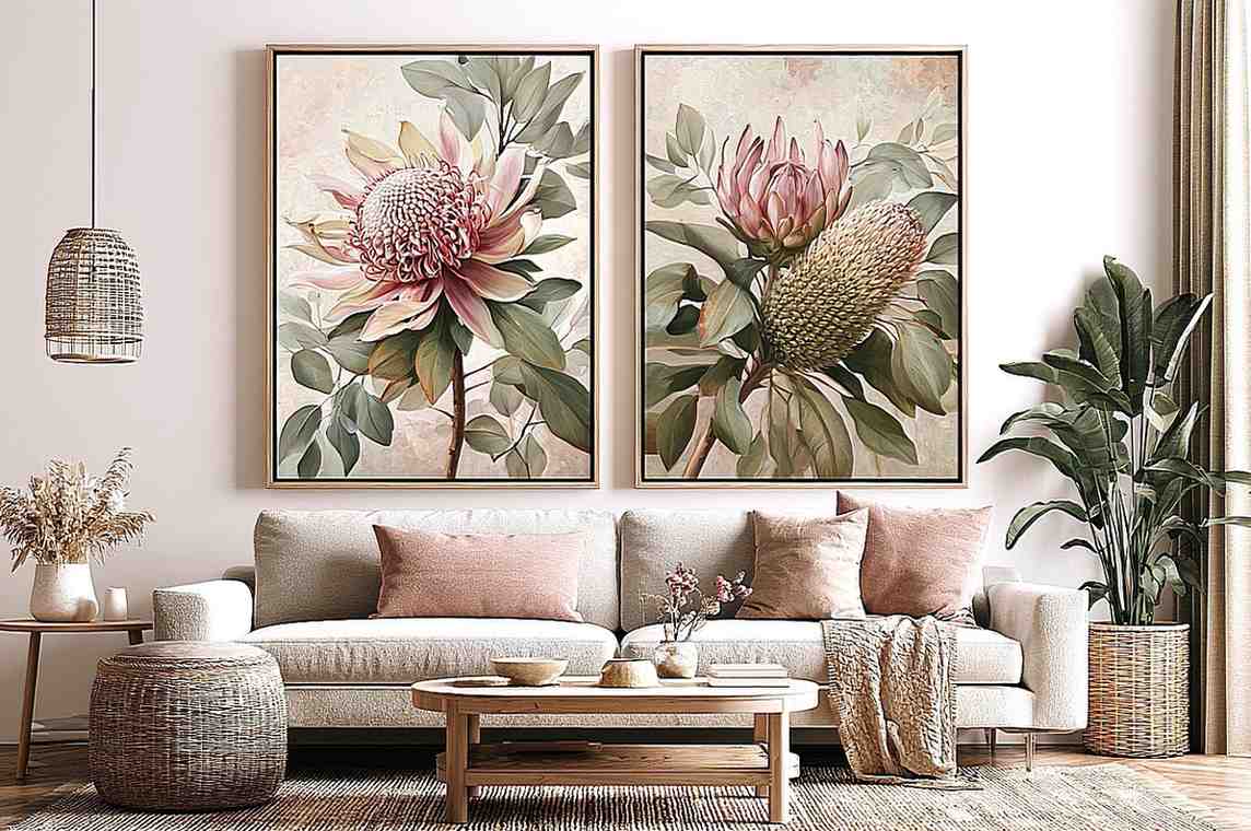 Protea floral botanical canvas art