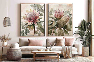 Protea floral botanical canvas art