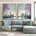 Jacaranda waterscape artwork for living room