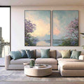 Pastel beach and skyline coastal canvas art