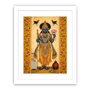 Traditional Hindu god wall art with lotus and golden details in spiritual decorative style for home temple and luxury interiors