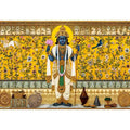 Traditional Hindu deity wall art with lotus and floral gold detailing for spiritual home temple and luxury interiors