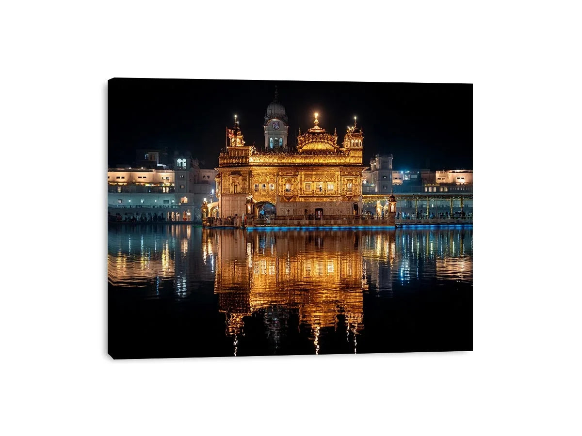 Golden Temple painting Amritsar reflection water Sikh temple spiritual wall art canvas