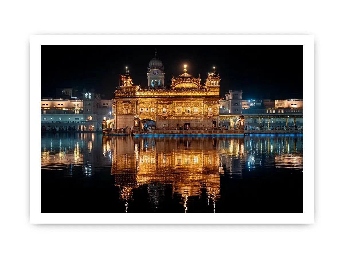 Golden Temple painting Amritsar reflection water Sikh temple spiritual wall art canvas