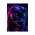 Black panther with neon pink and blue cinematic lighting neon canvas art for modern luxury wall decor