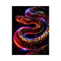 Neon cosmic serpent canvas art for modern living room decor