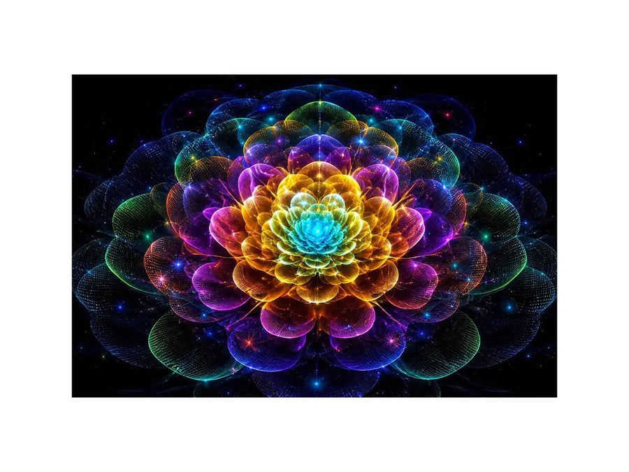 Sacred geometric flower canvas art for modern living room decor