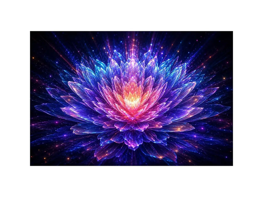 Crystal lotus bloom canvas art for modern living room decor