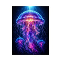 Glowing jellyfish canvas art for modern living room decor