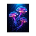 Three glowing jellyfish canvas art for modern living room decor