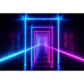 Neon tunnel hallway canvas art for modern living room decor