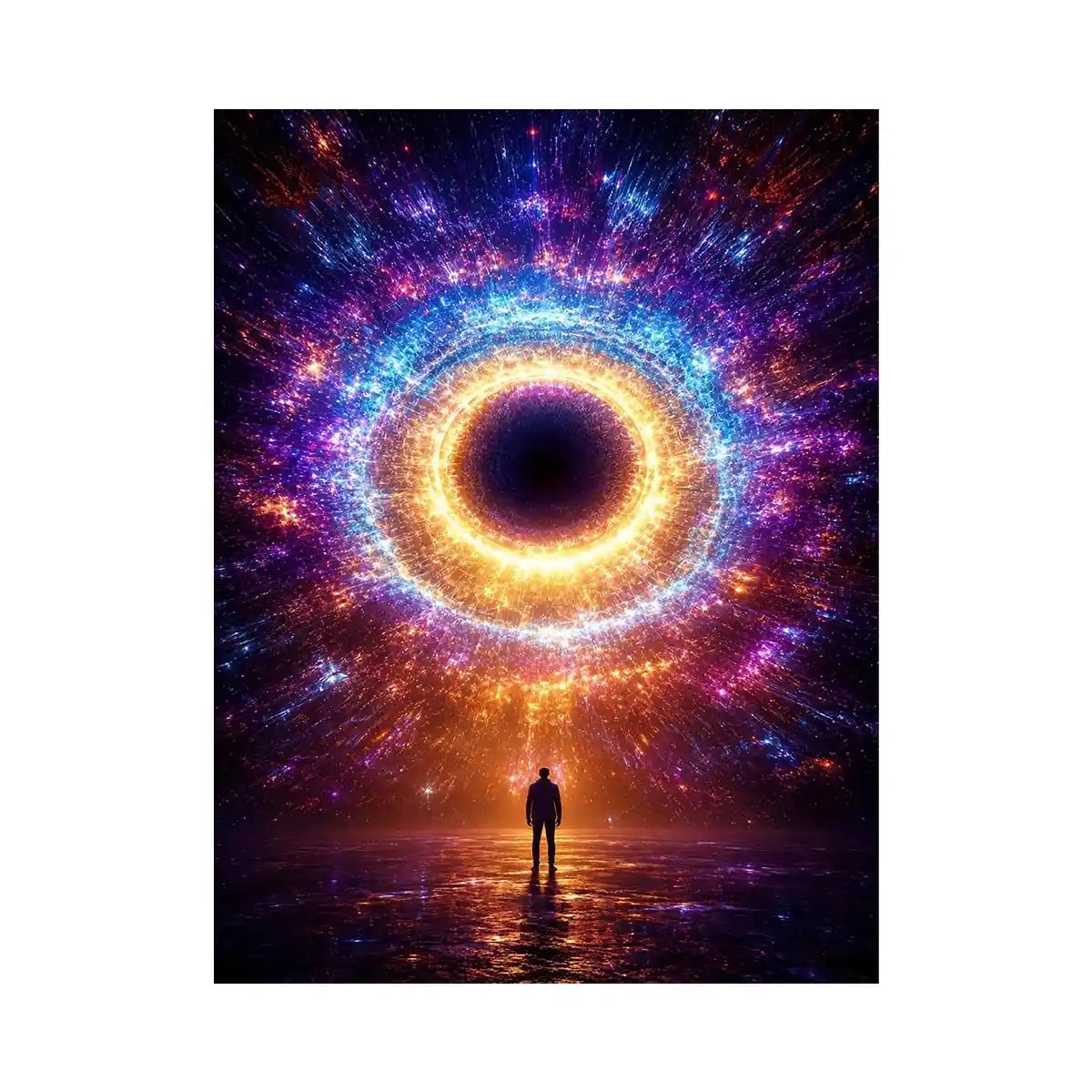 Surreal cosmic portal canvas art for modern living room and luxury office decor.