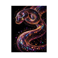 Iridescent surreal snake canvas art for modern luxury living room and office decor.