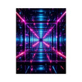 Futuristic neon geometric canvas art for gaming room and modern office decor.