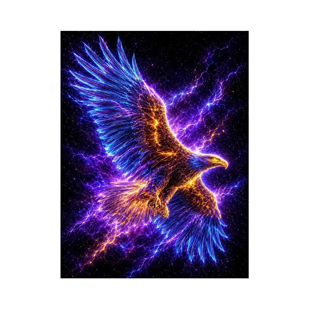 Futuristic glowing eagle canvas art for modern office and luxury living room decor.